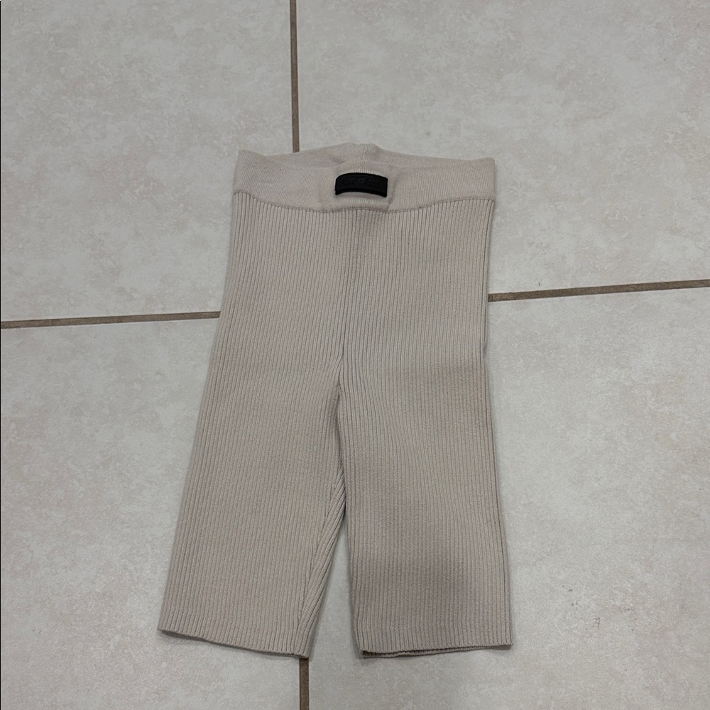 Essentials Ribbed Athletic Shorts in Light Beige